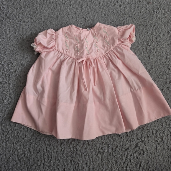 Vintage 1980s Pink Baby Dress with Embroidered Details - Picture 1 of 8